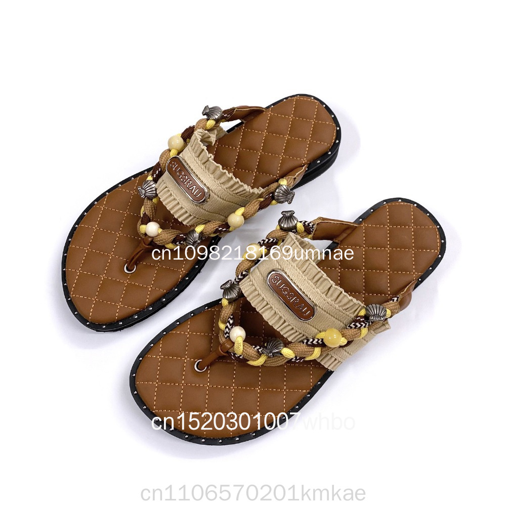 New Retro Woven Women's Slippe - Flip Flop Leather Men 评论和价格