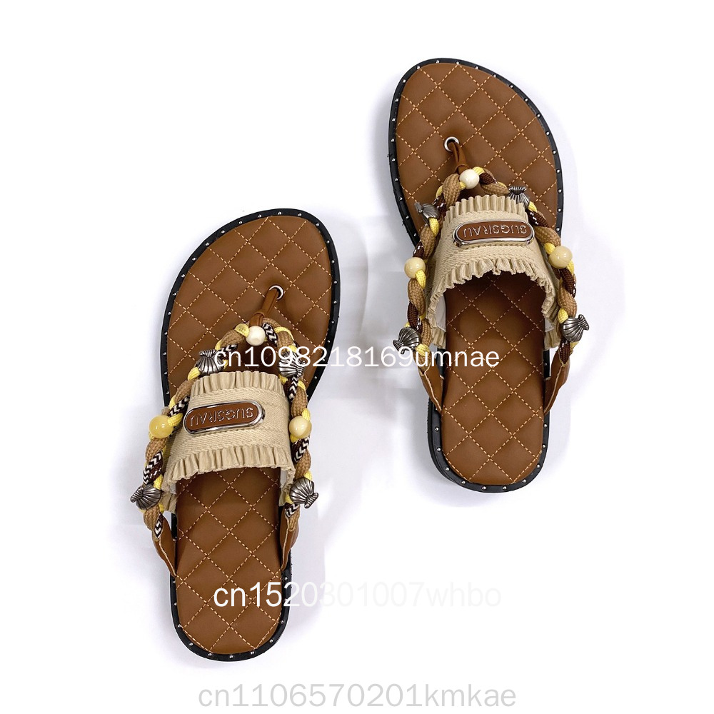 New Retro Woven Women's Slippe - Flip Flop Leather Men 评论和价格