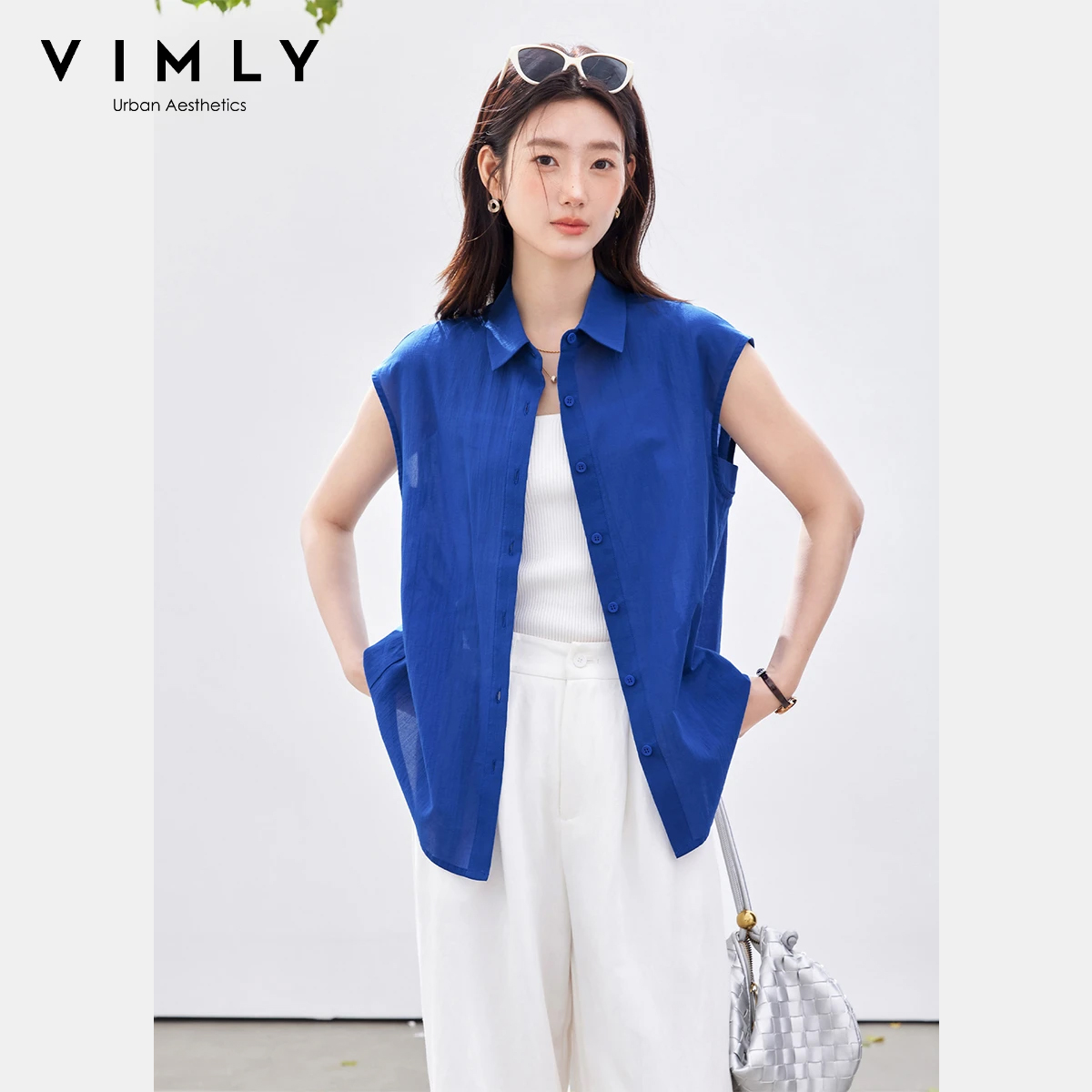 VIMLY Minimalist Office Sleeve - Shirt Camp Collar 评论和价格