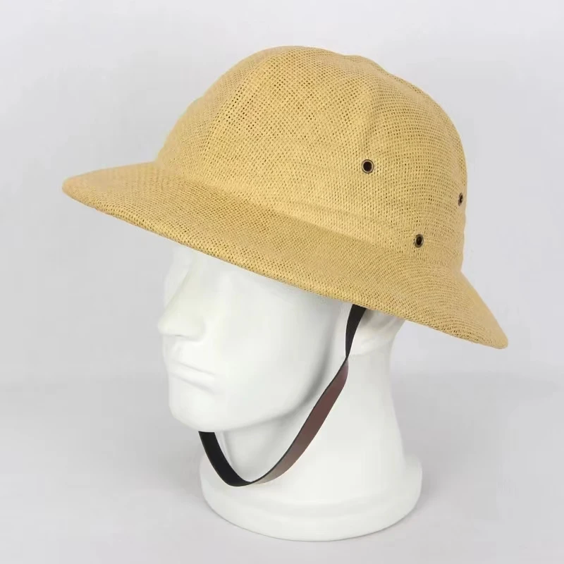 100% Straw Helmet Pith Sun Hat - Bucket Hat Straw 评论和价格