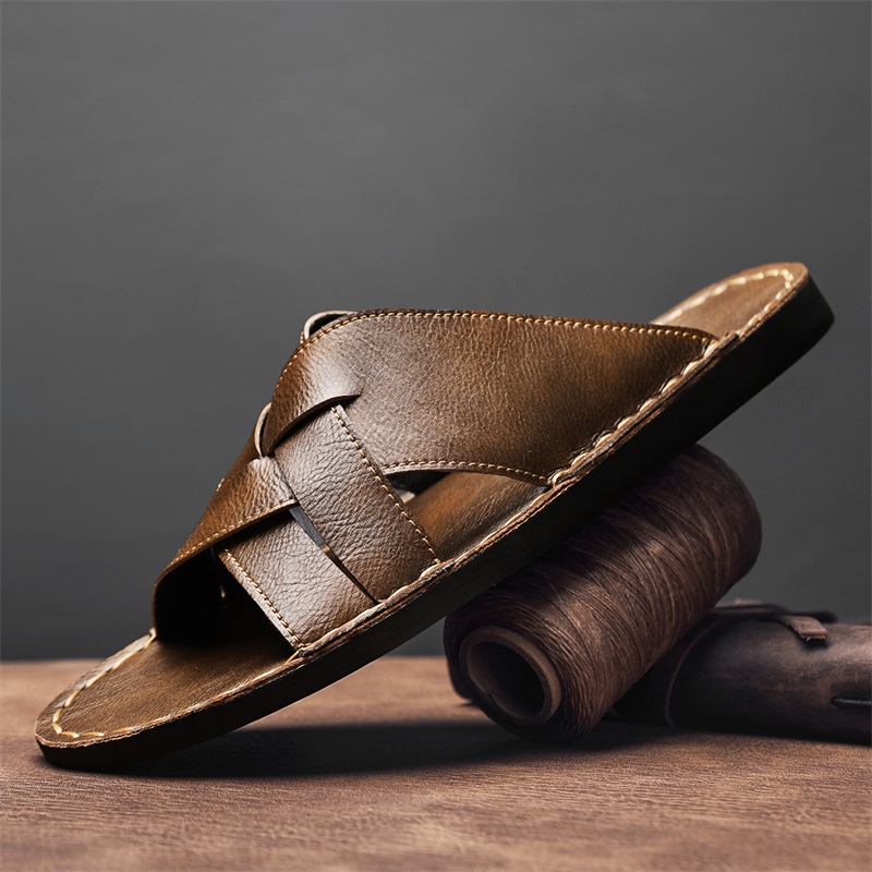 Fashion Genuine Leather Men Sl - Flip Flop Leather Men 评论和价格