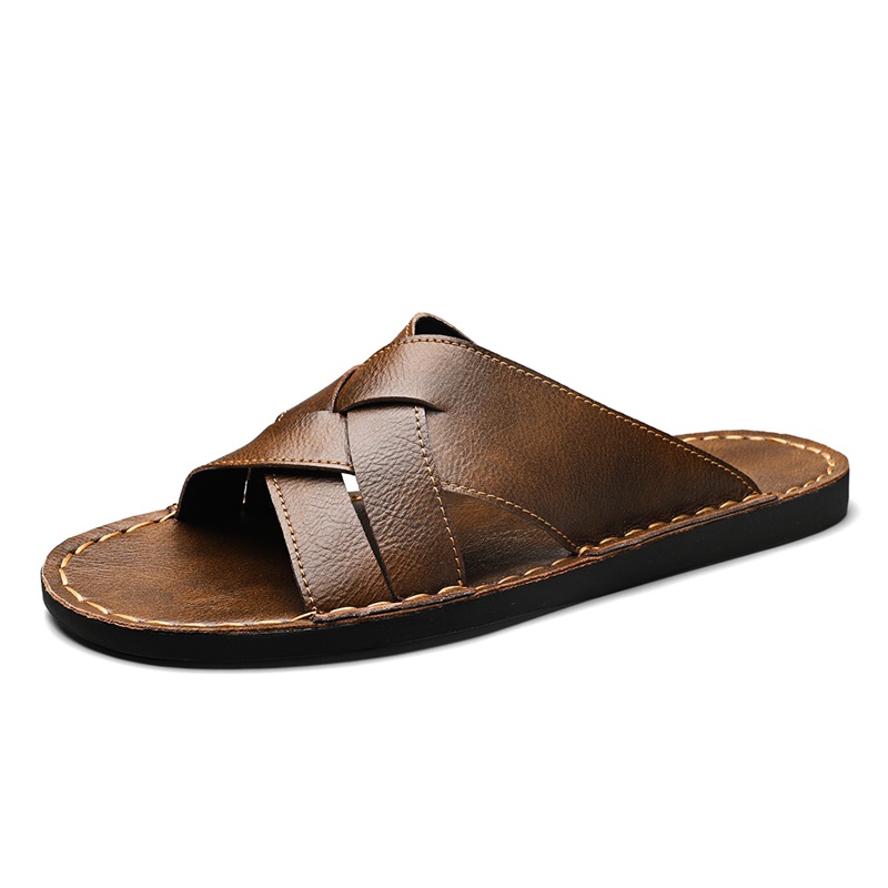 Fashion Genuine Leather Men Sl - Flip Flop Leather Men 评论和价格