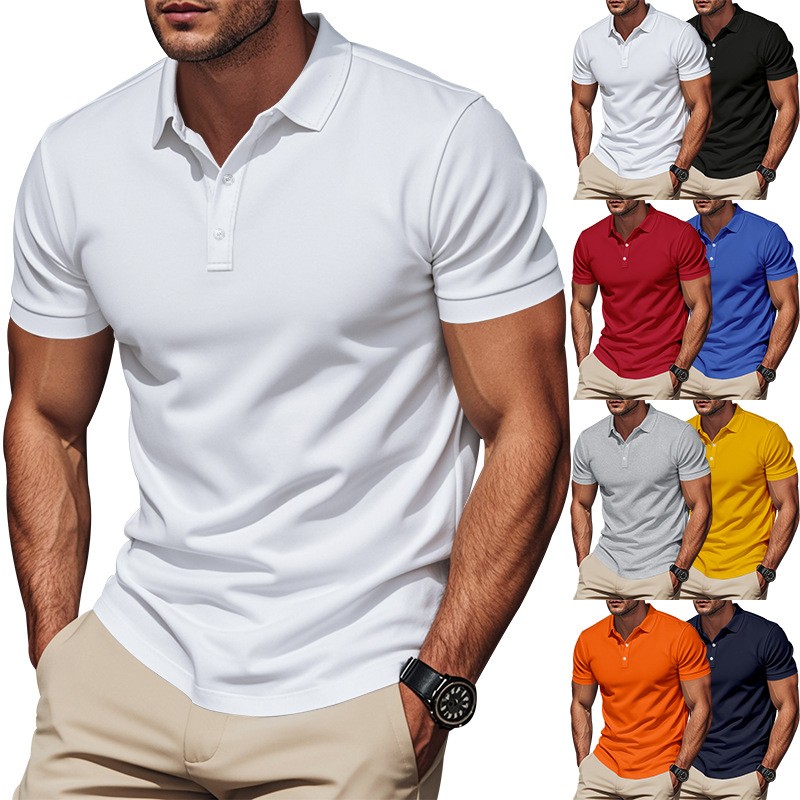 Casual Slim Fit Shirt Short Sl - Polo Shirt Pique 评论和价格