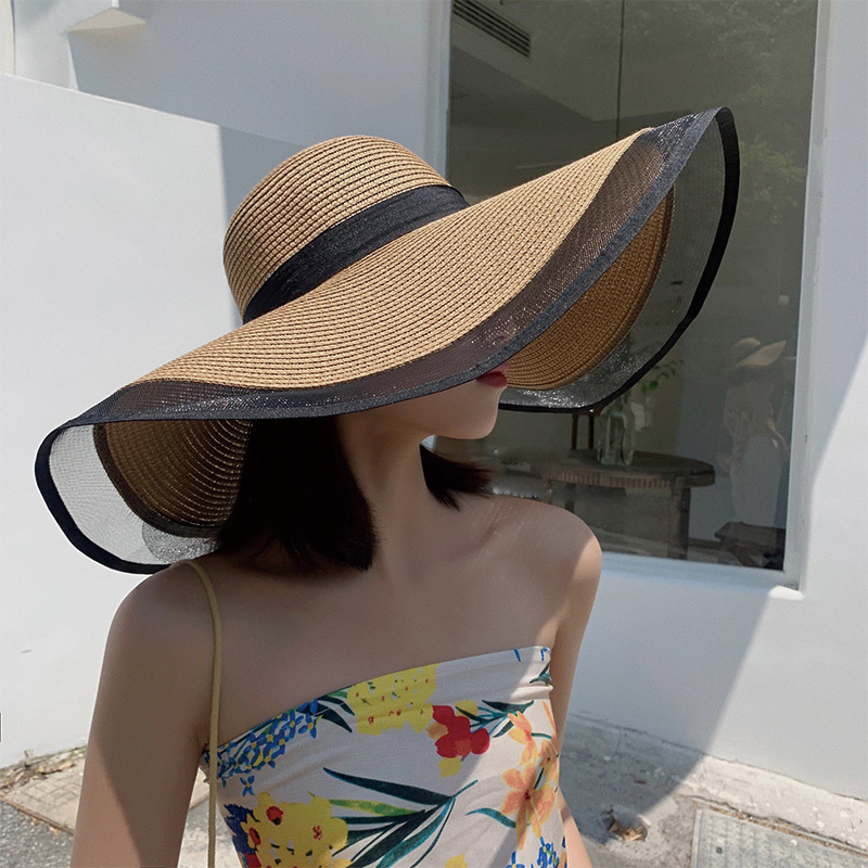 Women Sun Hat Big Eaves Waves  - Bucket Hat Straw 评论和价格