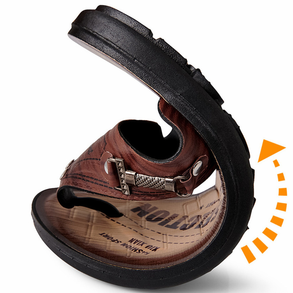 Men's Leather Slippers Clogs S - Flip Flop Leather Men 评论和价格