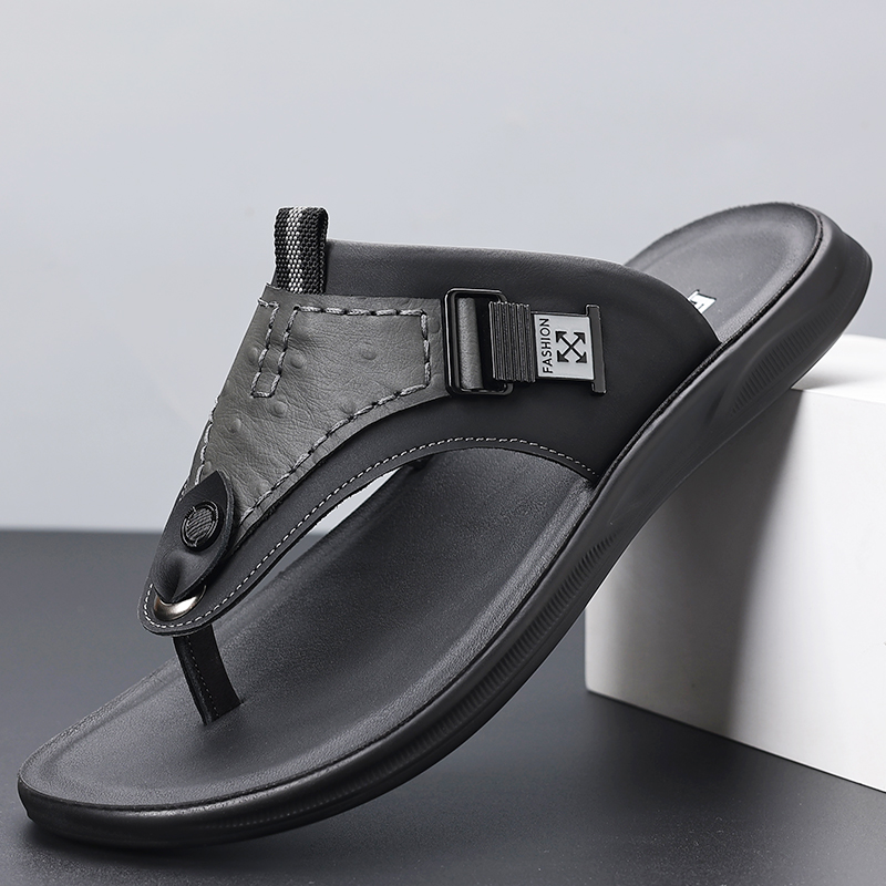 Men's Adjustable Buckle Thong  - Flip Flop Leather Men 评论和价格